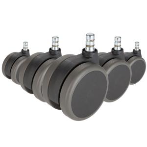 5x ROLO No-Noise 11mm/75mm Sols durs - Roulettes Noir