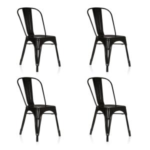 VANTAGGIO COMFORT 4P lot de 4 - Chaise de bistrot Noir