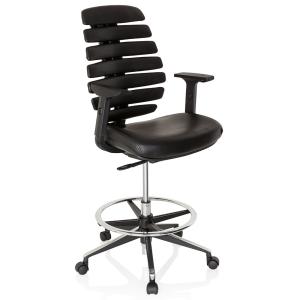 ERGO LINE II WORK | Cuir - Chaise de comptoir Noir