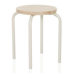 ALRANDA - Tabouret Blanc/Chêne