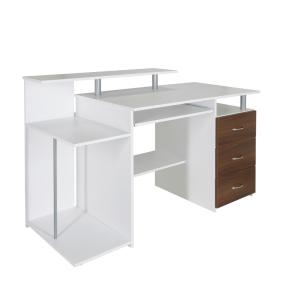 WORKSPACE H IV | 137x60 - Bureau blanc / noyer