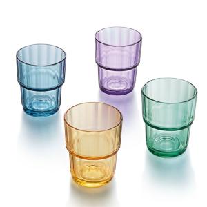 12 verres à eau 25 cl en verre teinté (bleu, violet, vert e…