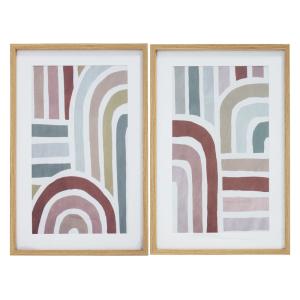 2 affiches imprimées encadrées géométriques multicolores 60…