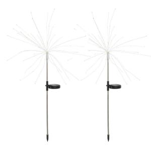 2 balises solaires à planter Acier Argent H97cm