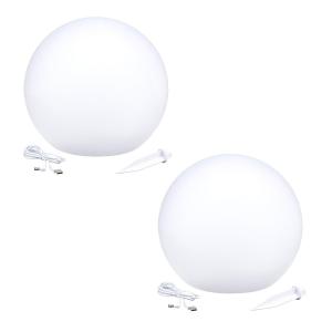 2 Boules lumineuses solaires Polyéthylène Blanc ∅30cm