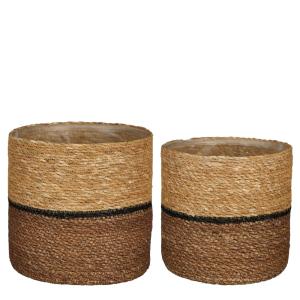 2 cache-pots à plantes en jonc de mer marron D20
