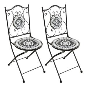 2 chaises de bistrot pliantes bicolore 90x38x45 cm