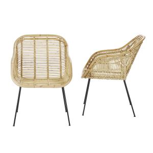 2 chaises en rotin et métal