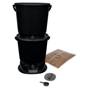 2 Composteurs Bokashi, Plastique recyclé, noir, 15,3l  1kg…