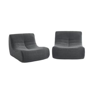 2 fauteuils chauffeuses bouclette texturée anthracite