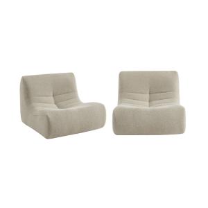 2 fauteuils chauffeuses bouclette texturée beige