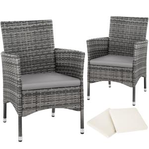 2 fauteuils de jardin en rotin avec 2 sets de housses gris…