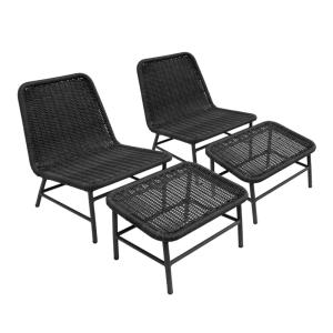 2 fauteuils   repose pieds aluminium   corde anthracite