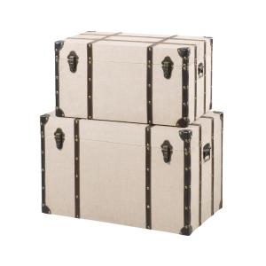 2 malles en lin beige