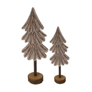 2 petits arbres de Noël de table en bois et feutre gris et…