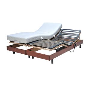 2 sommiers relaxation électrique avec matelas, merisier, 80…