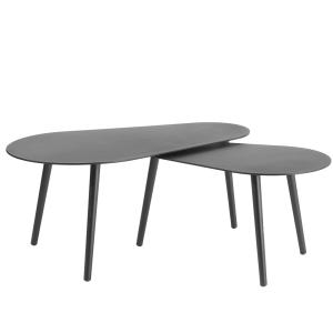 2 tables basses de jardin en aluminium noir