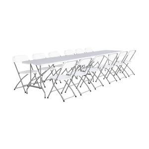 2 tables de réception pliables blanc   12 chaises