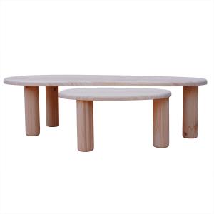 2 tables empilables en pin massif de forme ovale