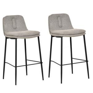 2 Tabourets de Bar avec tissu gris clair