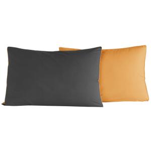 2 taies d'oreiller bicolores en percale anthracite/caramel…