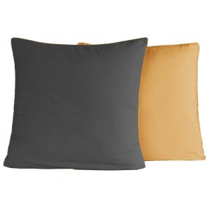 2 taies d'oreiller bicolores en percale anthracite/caramel…
