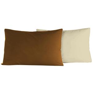 2 taies d'oreiller bicolores en percale Brique/Ficelle 50x7…