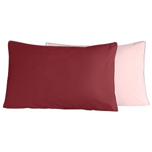 2 taies d'oreiller bicolores en percale Cardinal/Poudre 50x…