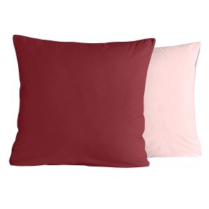 2 taies d'oreiller bicolores en percale Cardinal/Poudre 65x…