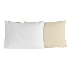 2 taies d'oreiller bicolores en percale Ficelle/Blanc 50x70…