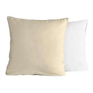 2 taies d'oreiller bicolores en percale Ficelle/Blanc 65x65…