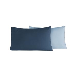 2 taies d'oreiller bicolores en percale Indigo/Nuage 50x70…