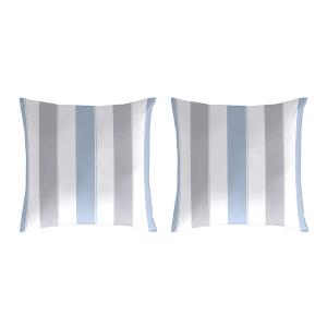 2 Taies d'oreiller en coton rayé bleu-gris 50x50 cm
