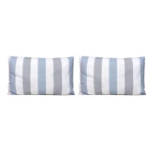 2 Taies d'oreiller en coton rayé bleu-gris 50x75 cm