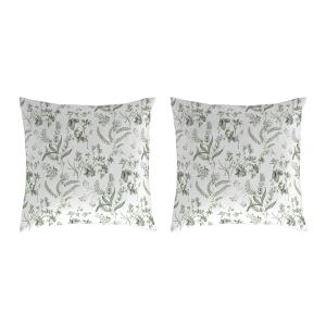 2 Taies d'oreiller en coton vert 50x50 cm