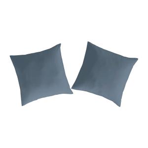 2 Taies d'oreiller en percale de coton 65x65 cm bleu