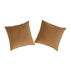 2 Taies d'oreiller en percale de coton 65x65 cm marron