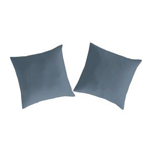 2 Taies d'oreiller en percale de coton 80x80 cm bleu