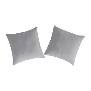 2 Taies d'oreiller en percale de coton 80x80 cm gris