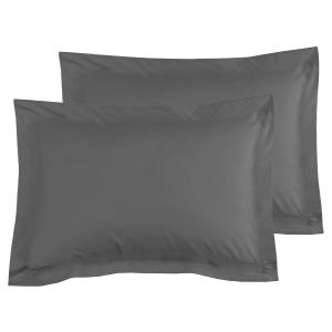2 taies d'oreiller en satin de coton Anthracite 50x70 cm