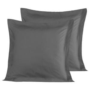 2 taies d'oreiller en satin de coton Anthracite 65x65 cm