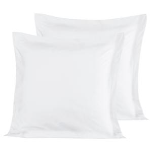 2 taies d'oreiller en satin de coton Blanc 65x65 cm