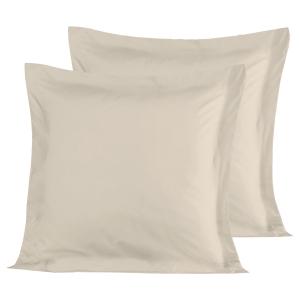 2 taies d'oreiller en satin de coton Ficelle 65x65 cm