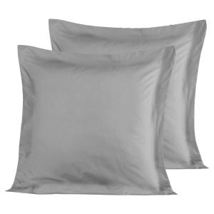 2 taies d'oreiller en satin de coton Gris Acier 65x65 cm