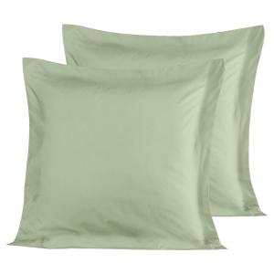 2 taies d'oreiller en satin de coton Sauge 65x65 cm