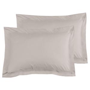 2 taies d'oreiller en satin de coton Taupe 50x70 cm