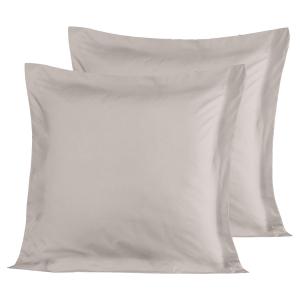 2 taies d'oreiller en satin de coton Taupe 65x65 cm