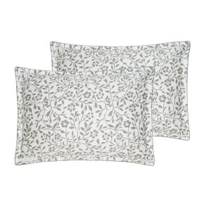 2 taies d'oreiller satin de coton 120 fils Sauge 50x70 cm