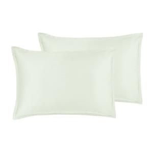 2 taies d'oreiller satin de coton-tencel 200 fils ecru 50x7…