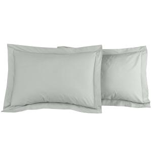 2 taies d'oreiller satin de coton-tencel 200 fils Gris Cend…